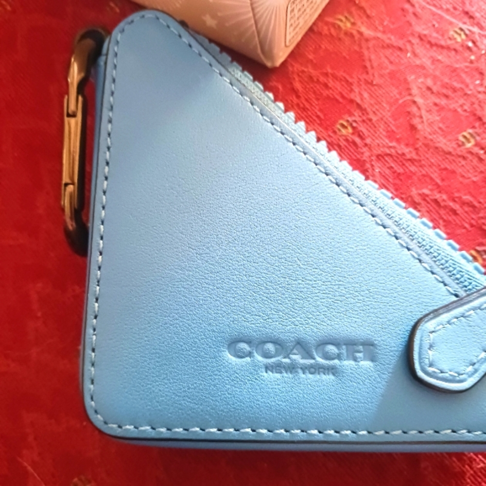 COACH blue zippered change purse NWOT